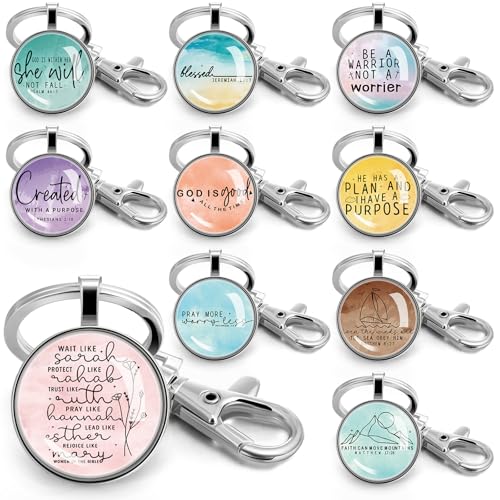 Image of Fumete Christian Keychain Bulk Bible Verse Religious Scripture Quote Inspirational Key Rings Gift for Women Men Church Pastor