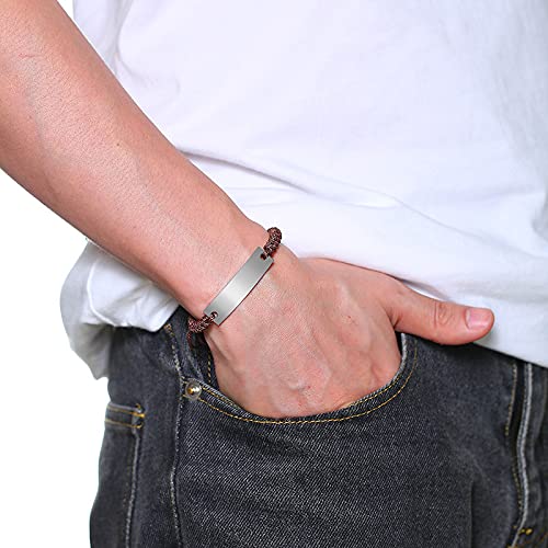 Mzzj Weirdo #1&Weirdo #2 His&Hers Matching Couple Bracelet Handmade Rope Cord With Black Polish Stainless Steel Id Tag Charm Adjustable Bracelet, For Boyfriend Girlfriend #TOP5