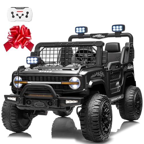 24V Ride On Toys for Big Kids, 4WD Ride On Car Truck w/21 Spacious 2 Seater, Remote Control, Shock...