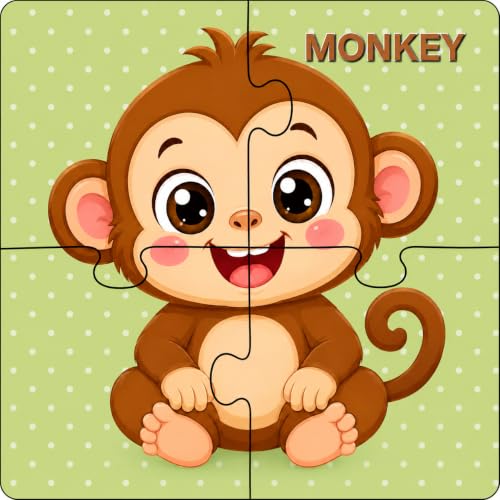 Image of Wooden 6-in-1 Educational Toy Set for Kids - Fruit & Animal Learning Toys, Montessori Wooden Puzzle & Matching Game, Educational Activity Toy for Toddlers and Preschoolers
