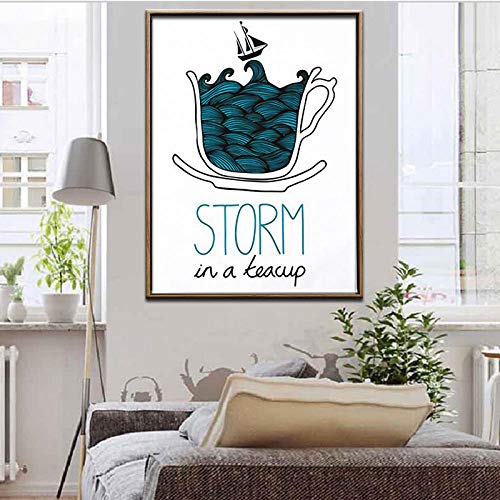 Tormenta en una taza de té lienzo decorativo para renovar paredes vacías de salón Onlymygod1