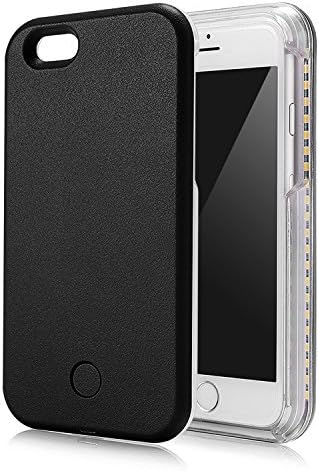 IPhone 6/6s Case,Aixiangpai Illuminated LED Light Up luminous(Dimmable) Flash Cell Phone Cover [Rechargeable] is Great for a bright Selfie and Facetime for iphone 6/6s (Black, IPHONE 6/6S)