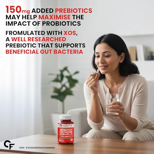 Image of Carbamide Forte Women's Probiotics Supplement 60 Billion CFU | Gut Health Supplements with Cranberry Extract | Pre & Probiotics Supplement for Gut Health | 60 veg Capsules
