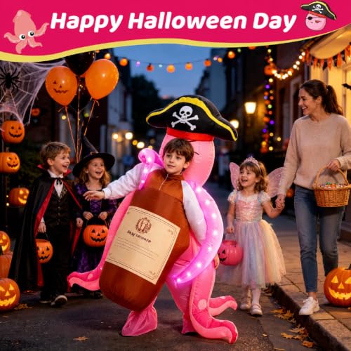 Inflatable Octopus Costume for Kids, Light Up Pirate Halloween Costume - image 6