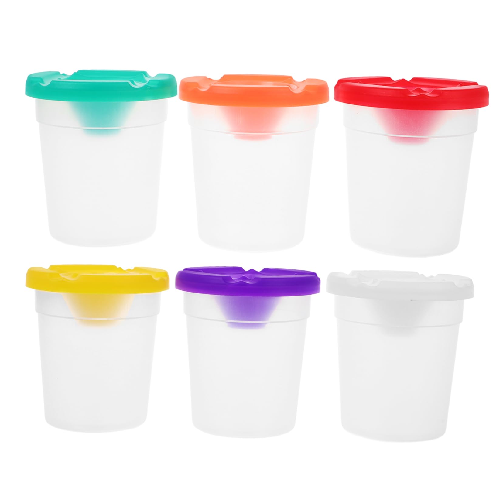 GLSTOY 2sets Painting Cups with Lids Durable Plastic Cups for Boys and Girls Design Ideal for Art Supplies 6pcs*2 Random Color