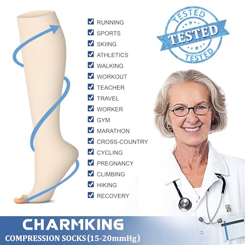 Image of Compression Socks (7 Pairs), 15-20 mmhg is BEST Graduated Athletic & Medical for Men & Women, Running, Flight, Travel, Nurses, Pregnant - Boost Performance, Blood Circulation