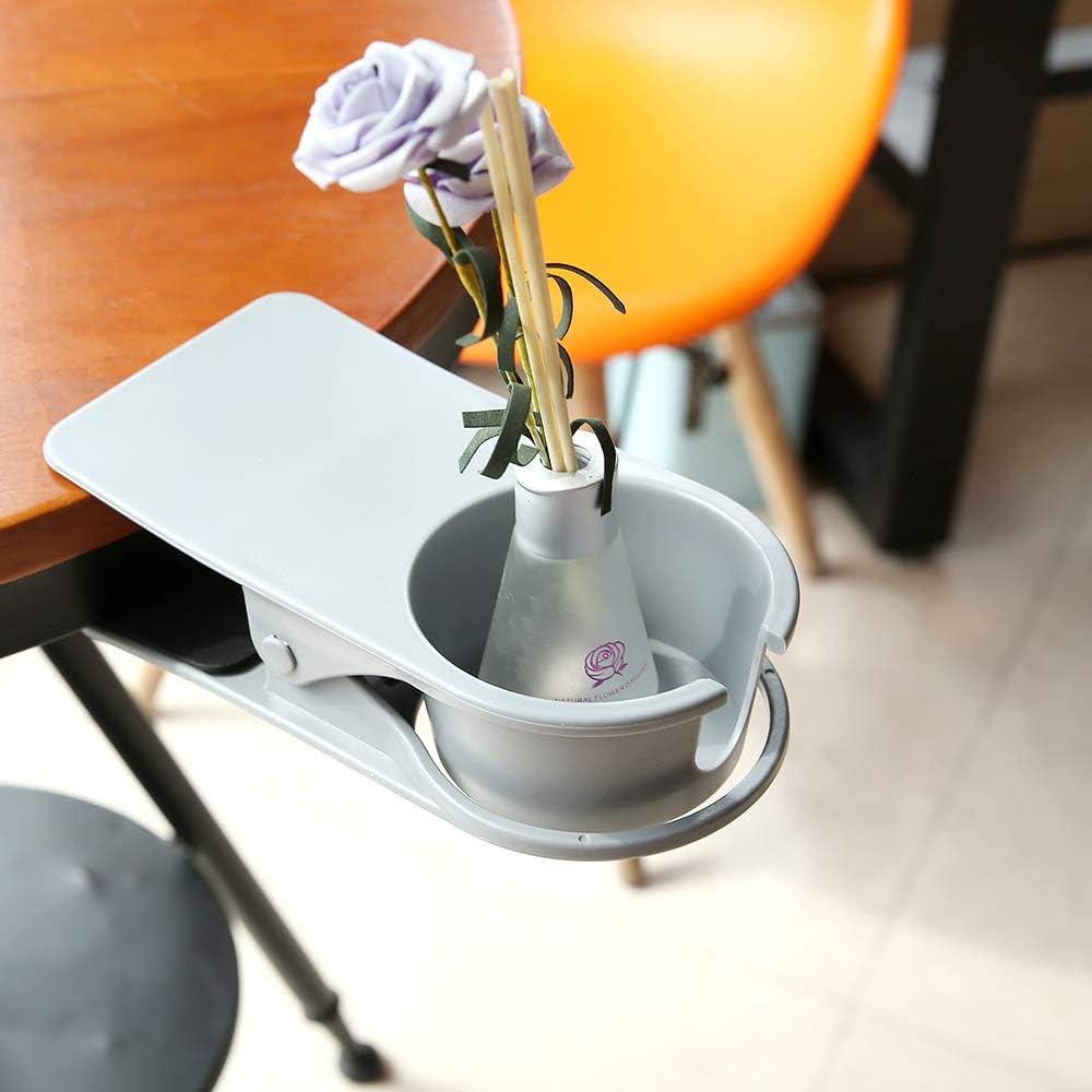 Drinking Cup Holder Clip Home Office Table Desk Side Clip Water Drink Beverage Soda Coffee Mug Holder Cup Clip Design (Grey)