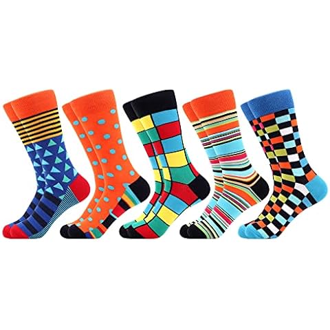 WeciBor Men's Fun Geometric Socks, 5 Pack Cover