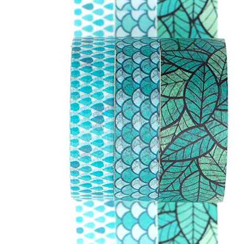 Maigre Washi Tape Set Masking Tape 3 rouleaux Ruban adhesif decoratif pour Scrapbooking Artisanat de Bricolage (Verdure)