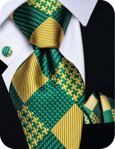 Image of YourTies Striped Plaid Ties for Men Silk Formal Necktie Set