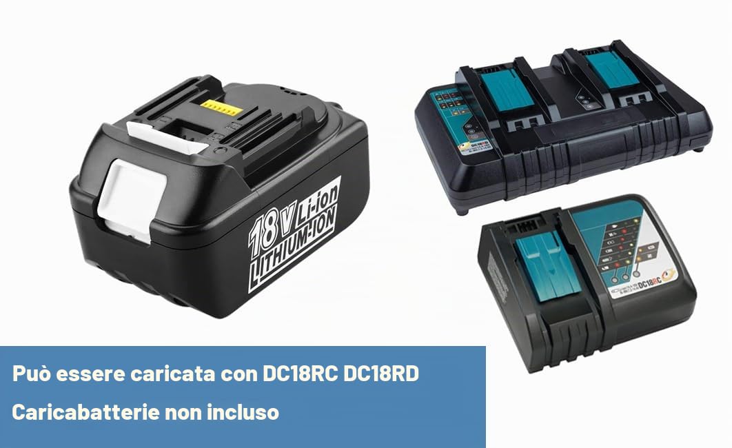 Batteria di ricambio 18V 5.0Ah BL1850B per Makita 18 Volt LXT con indicatore di potenza Batteria per elettroutensili BL1860B BL1850B BL1850 BL1840B BL1840 BL1830 BL1815B BL1815, 2 pezzi