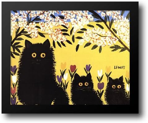 Three Black Cats 22x18 Framed Art Print by Lewis, Maud