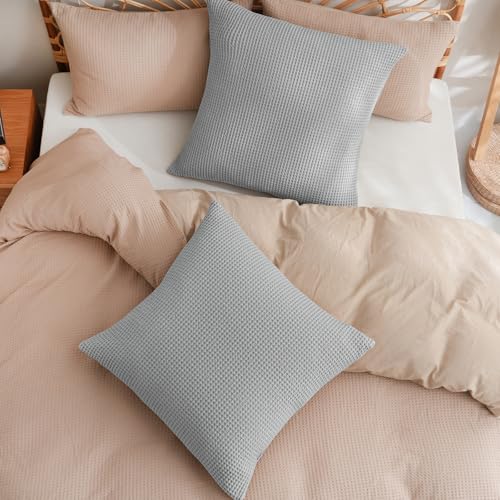 PHF 100% Cotton Waffle Weave Throw Pillow Cover, 24" x 24", No Filling, 2 Pack Elegant Home Decorative Square Throw Pillow Covers for Bed Couch Sofa, Light Grey by PHF - Image 7