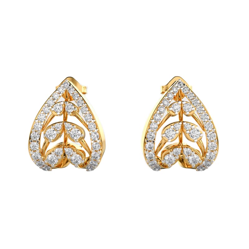 Boucles d'oreilles simples argent sterling 925 plaqué or avec pierre ronde