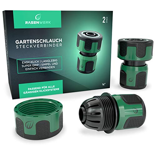 Preisvergleich Produktbild RASENWERK® - Gartenschlauch Steckverbinder 3 / 4 Zoll - Schlauchverbinder - Schlauchanschluss - Connector ohne Wasserstop - 2 Stück