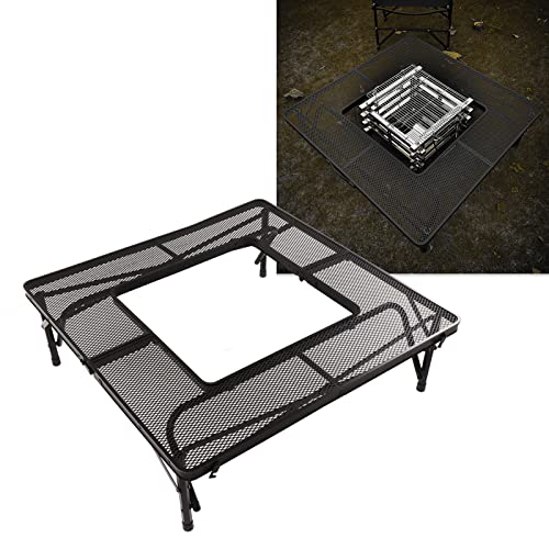 Mesa de malha para piquenique, portátil, dobrável, para acampamento, churrasco, resistente a manchas