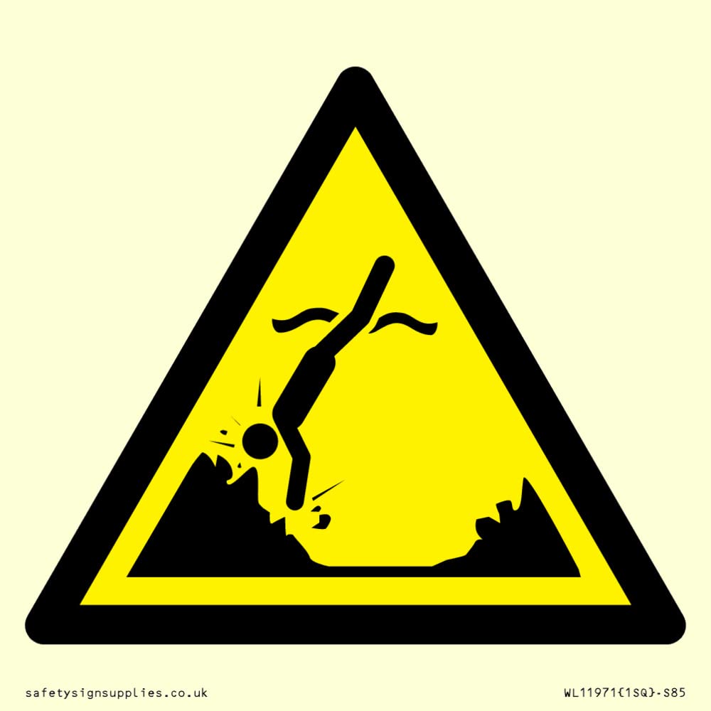 W049 Warning: Submerged objects Sign - 85x85mm - S85