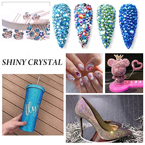 Image of Rhinestones Novani Rhinestones for Crafts Glass Crystals Nail rhinestones Flatback Nail Gems and Rhinestones for Nails Art Makeup Face Clothes Shoes Decoration DIY(SS20, 1440pcs, Aquamarine AB)