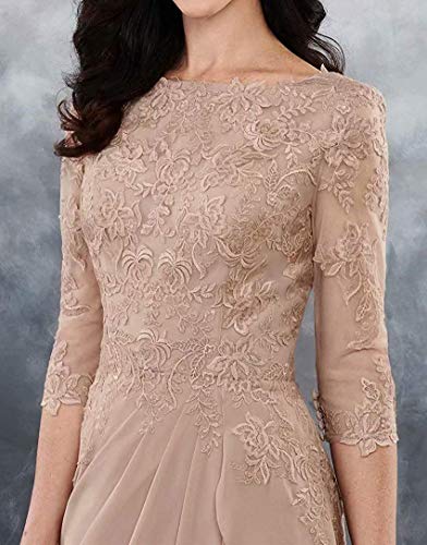 Mother of The Bride Dresses-Long Evening Formal Dress 3/4 Sleeve Lace Applique Ruffles4