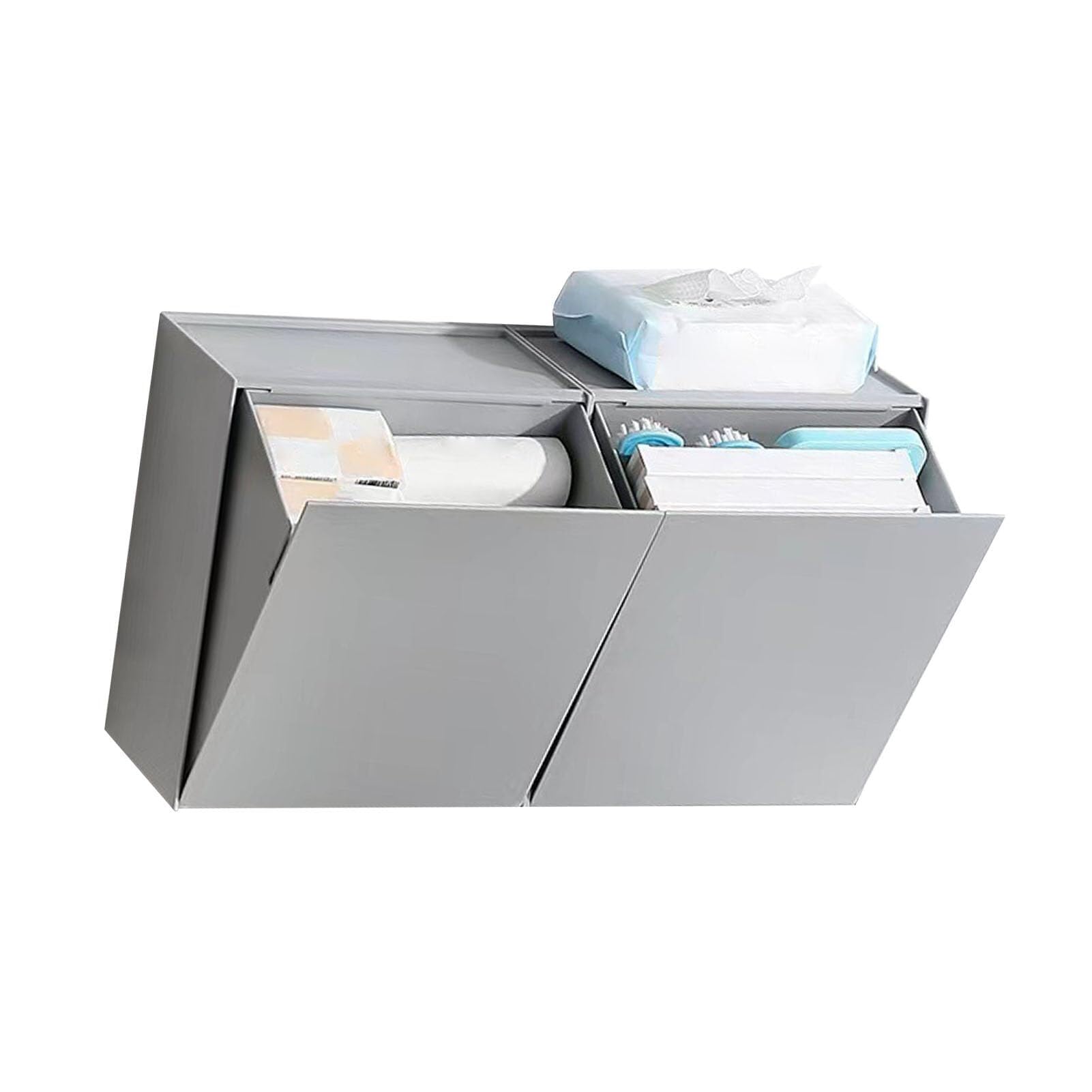 2er Set Wandmontierte HIPS Aufbewahrungsbox,Grau