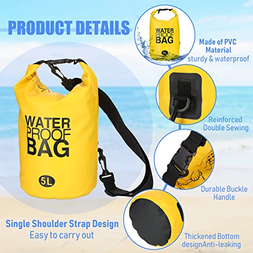 image for Jexine 10 Pack Waterproof Dry Bag, 5L Ultralight Dry Sacks Stuff Sacks