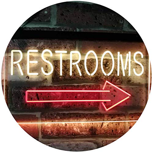 ADVPRO Restroom Arrow Point to Right Toilet Dual Color LED Neon Sign Red & Yellow 600 x 400mm st6s64-m2049-ry