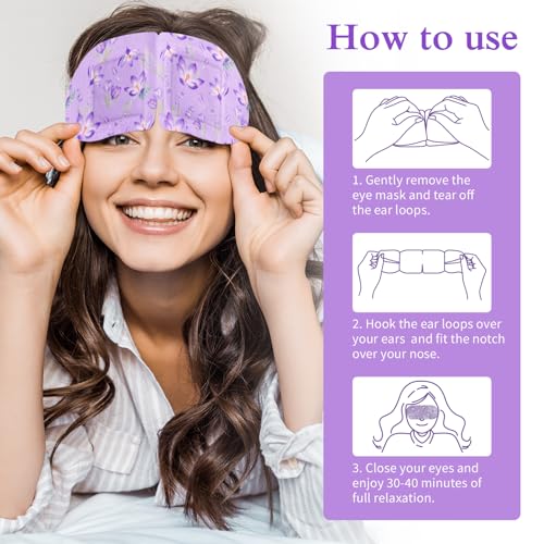 Augenmaske Wärmende Mit sanftem Dampf, 12 PCS Lavendeldampf-Augenmaske zur Beseitigung von Augenringen und zur Linderung trockener Augen Eye Mask (Lavendel)