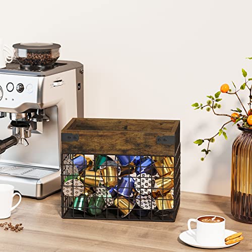 Snughome Coffee Pod Holder For K Cups, Coffee Pod Storage Organizer With Large Capacity, Coffee Pods Holder For Nespresso Vertuo Capsule, K Cup Holder And Espresso Pod Holder For Counter, Rustic Brown #TOP4