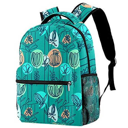 Sac à dos d'écolier pour ordinateur portable 14" antichoc à motif fleuri multicolore
