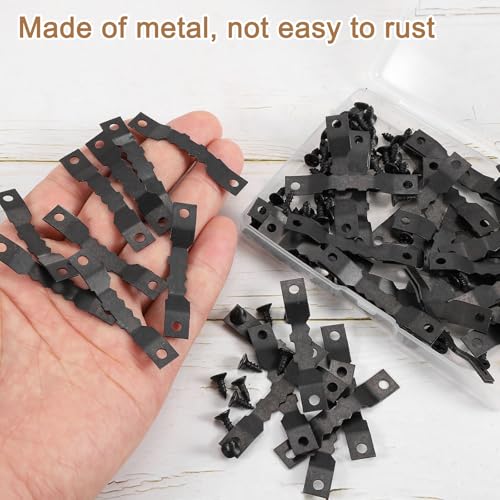 Image of uxcell 50Pcs Picture Hangers, Picture Frame Hook, Frame Backing Fasteners with 100 Pcs Screws for Hanging Clock Paintings Pictures, Black