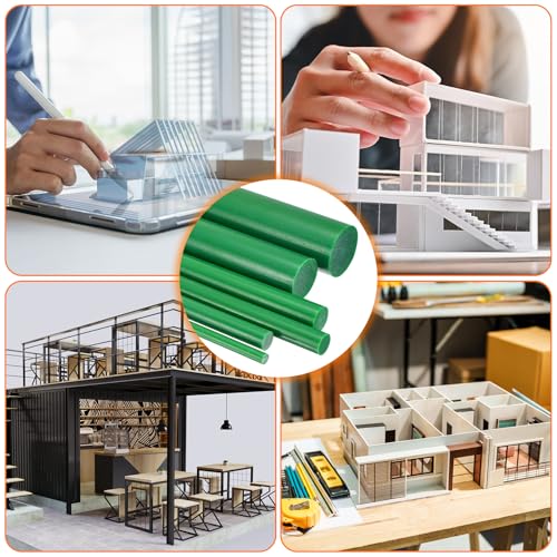 Image of uxcell 5 Pcs Green Plastic Rods 2.5 x 250mm ABS Styrene Round Stick Round Solid Bar DIY Model for DIY Toys Building Making Architectural Model Making