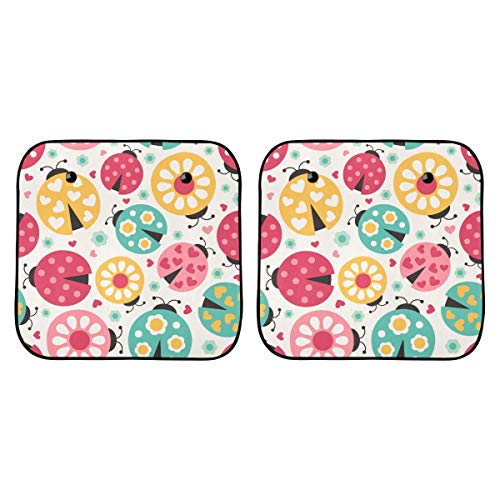 ZHANGhome XL Windshield Sun Shade Black Red Dot Ladybug Car Shades para Windows Plegable de 2 Piezas para la mayoría de los Sedans SUV Truck Proteger el vehículo del Sol y el Calor Ultravioleta