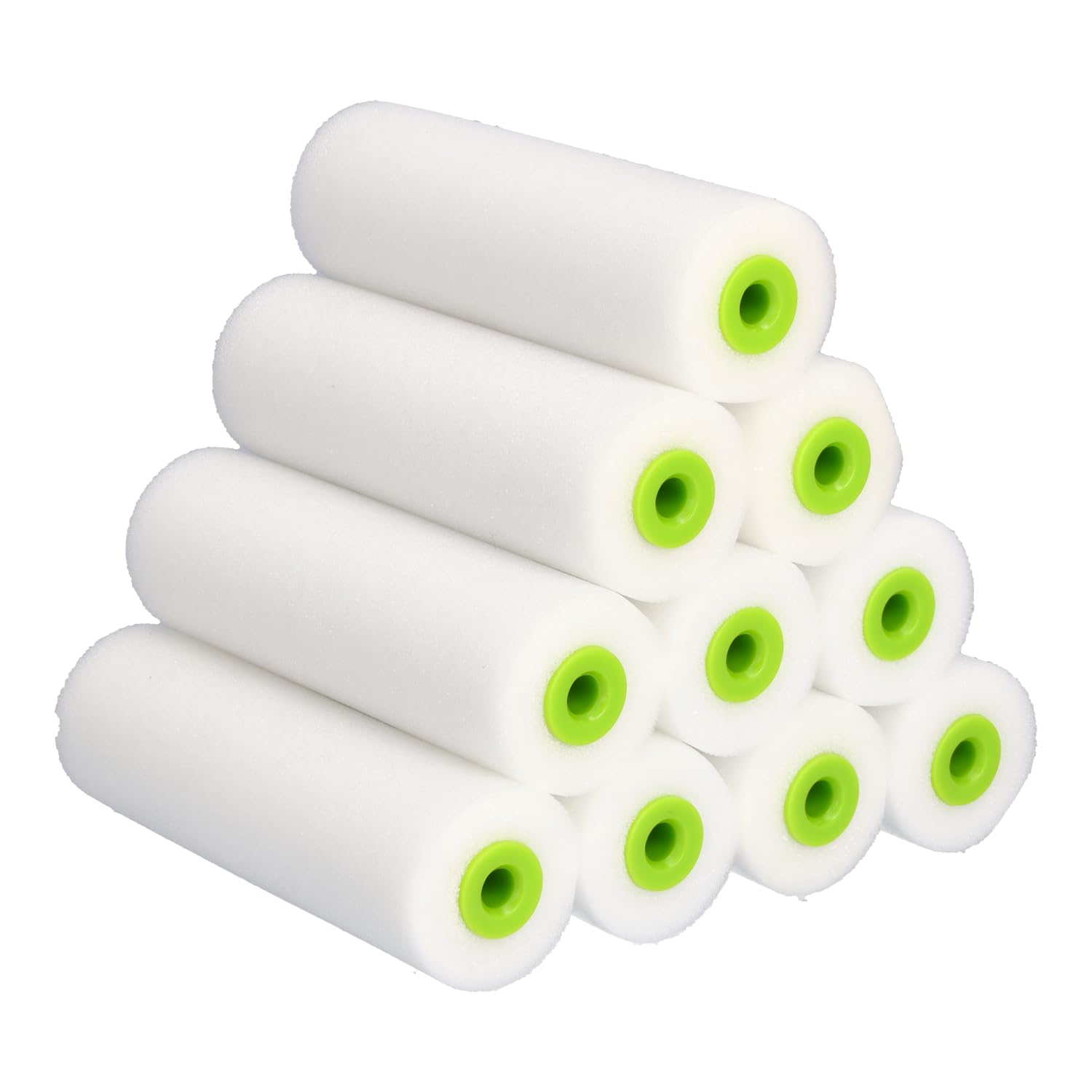 ToolSpace 10x Lackierwalze 11cm Farbwalze Farbroller Lasur Lackierrolle Nicht-Aggressive Lösemittelbeständig Lackrolle Schaumwalze Fein Lack Schaumstoffwalze Lackieren Polyurethan Schaumstoff Einsätze