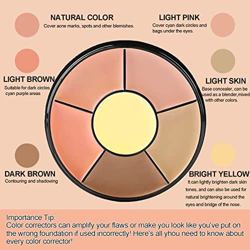 Color Corrector Palette, 6 In 1 Concealer Contour Palette, Color Corrector For Dark Circles,Redness, Brighten, Cream Concealer, Color Correcting Palette Full Coverage Concealer Make Up Kit(01) #TOP3