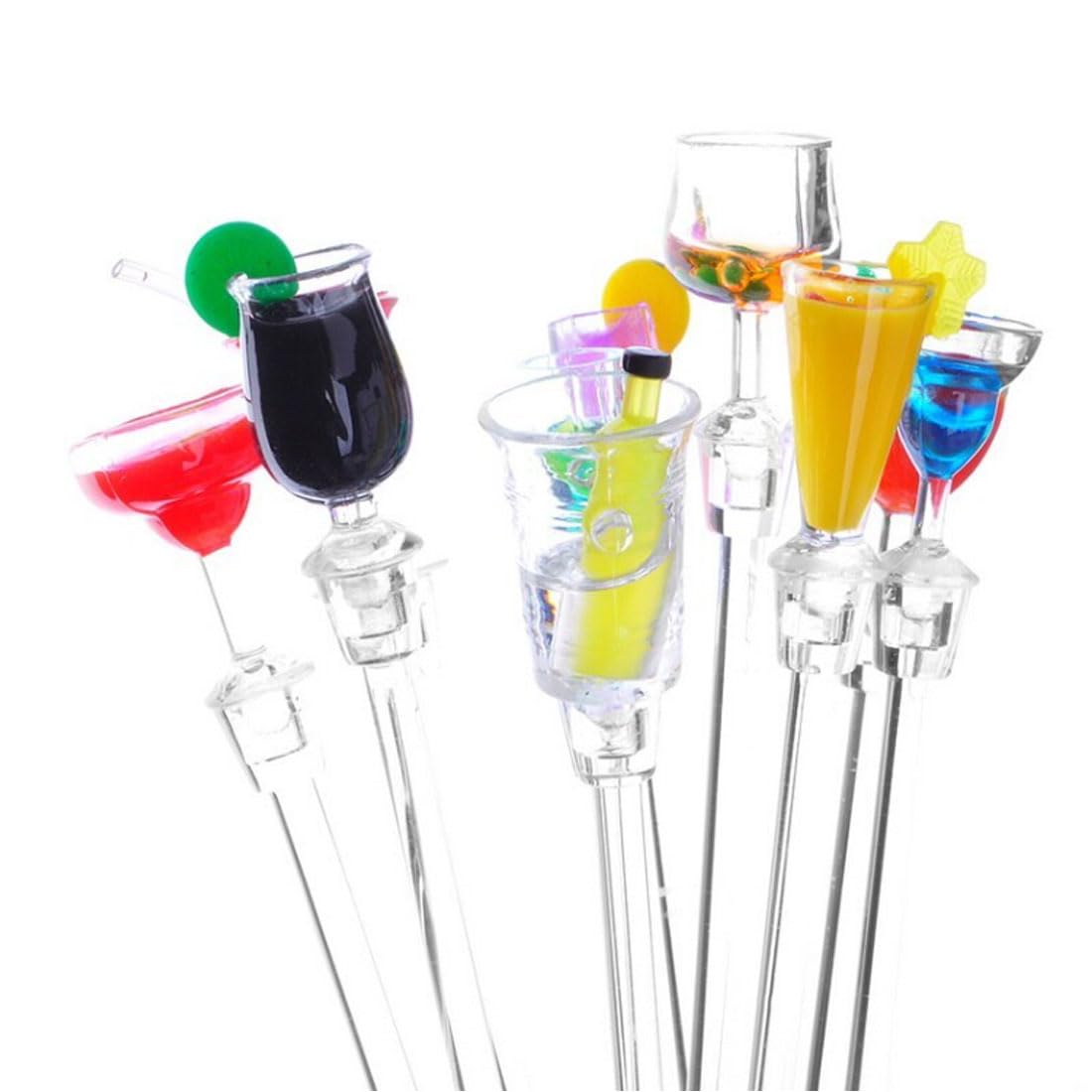 Bâtonnets De Cocktail Acrylique 23cm - Lot De 10 - Agitateurs Boisson