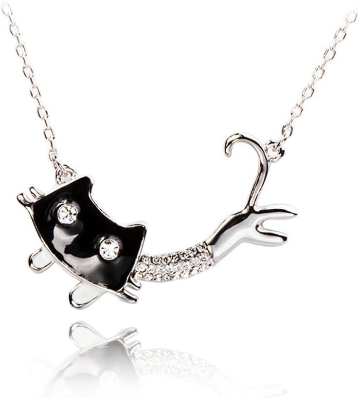 Gold Plated Colored Drawing Dynami Cat Pendant Necklace in Fashion Jewelry for Women "17"