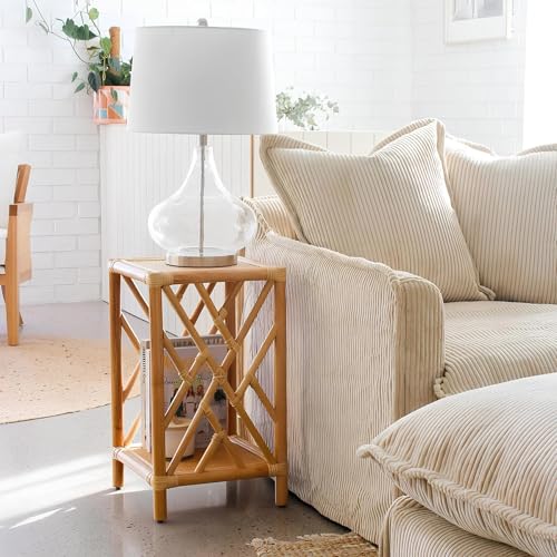 Image of Multi-Purpose Side Table 2-Tier for Living Room, Bedroom & Office - Wooden Top End Table with Storage Shelf, Modern Corner Piece
