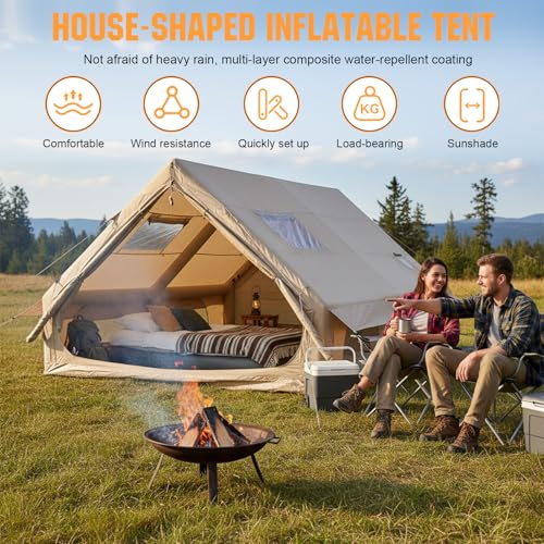 Carpa Inflable para Camping 4 Personas Beige miniatura 2