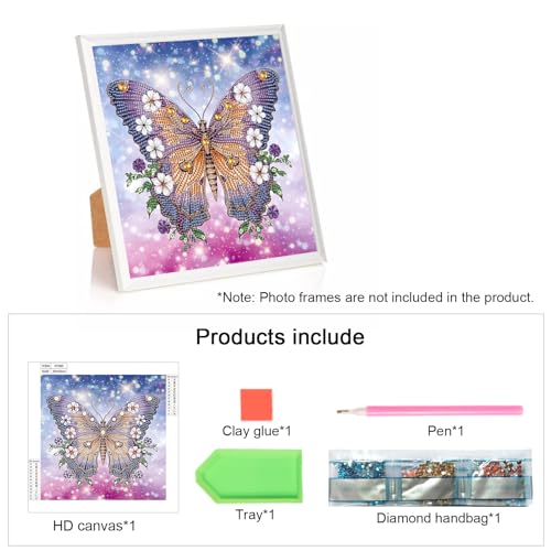 Image of AiYuanzsh 5D Butterfly Diamond Painting Kits for Adults, DIY Special Shape Diamond Art Kits for Beginners, Crystal Rhinestone Diamond Painting for Home Wall Decoration Gift, 12x12 Inch