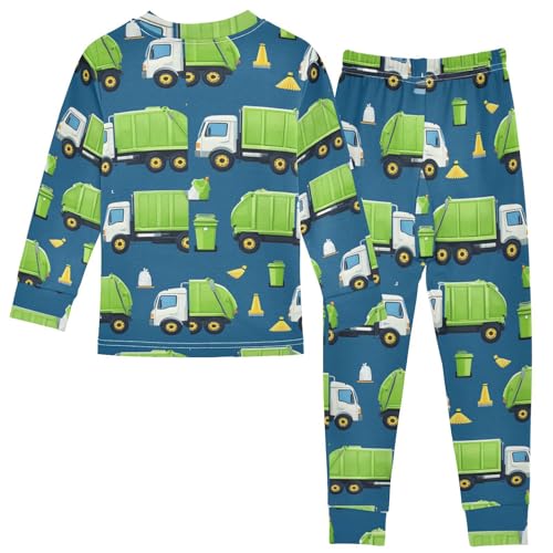 Pajama Sets Long Sleeve Garbage Trucks and Brooms Soft Comfy Sleepwear 2 Piece PJS 3-8T3
