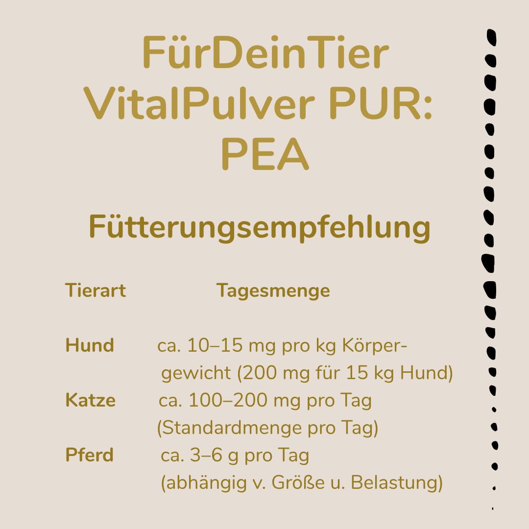 Für Dein Tier VitalPulver Pur | PEA (ultramikronisiert) (1 x 750 g) | 100% reines Palmitoylethanolamid | hergestellt für für Hunde, Katzen und Pferde | Hochwertiges Einzelfuttermittel