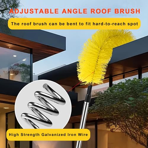 Lrqzhsyl Gutter Cleaning Tools,10.5 Feet Long Gutter Cleaning Tools From The Ground ,Gutter Cleaner Ability To Easily Clear Roof Leaves And Debris(8 Stainless Steel Tubes And 2 Yellow Brush Heads) thumb #3