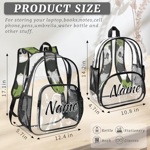 Cartoon Panda Personalized Clear Small Backpack for Stadium Events Funny Animal Custom Transparent Backpacks with Name Heavy Duty PVC Plastic See Through Clear Bag for Concerts3