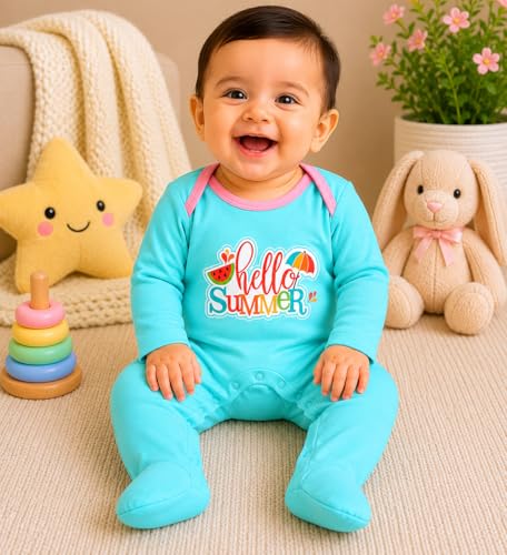Image of EIO 100% Cotton Rompers Sleepsuits Jumpsuit Night Suits for Infants Newborn Baby Boys & Girls