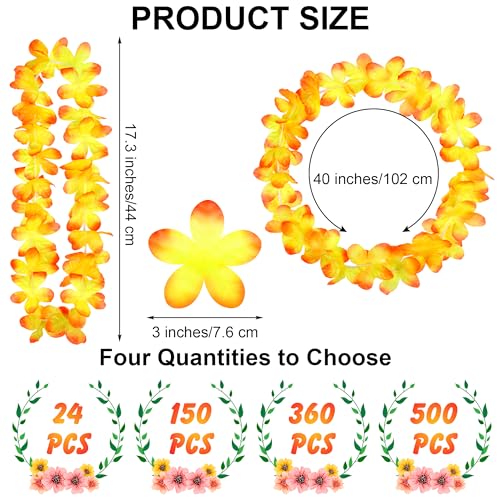 Fovths EH3432 500 Pieces Hawaiian Leis Necklace Colorful Tropical Flower Garland Hawaiian Leis Bulk Thickened Hawaiian Flower Wreaths thumb #1