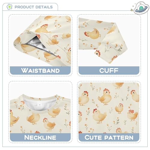 JUNZAN Cartoon Cute Chicken Beige Kids Boys Sweatshirts Hoodies Fleece Sweatshirts for Boys Sports 4T3