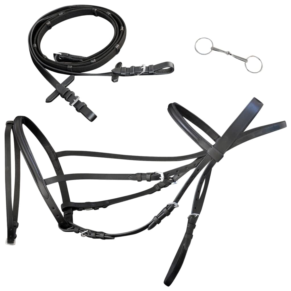 vidaXL Leder Trense Trensenzaum mit Zügeln Pony Cob Full VB WB