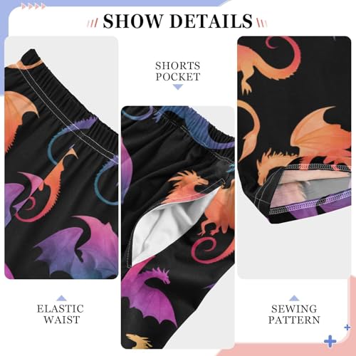 Rainbow Color Dragon Pajama Pants Soft Lounge Sleepwear PJ Bottoms with Elastic Waist Ages 6–14 Years4