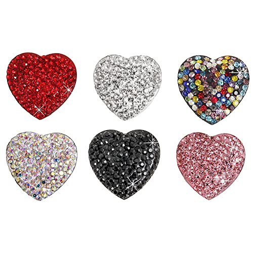 6 Pieces Refrigerator Magnets Heart Shaped Fridge Magnets Rhinest...