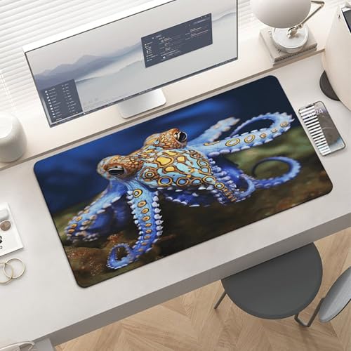 Blue Ringed Octopus Desk Pad con base de goma grande miniatura 6